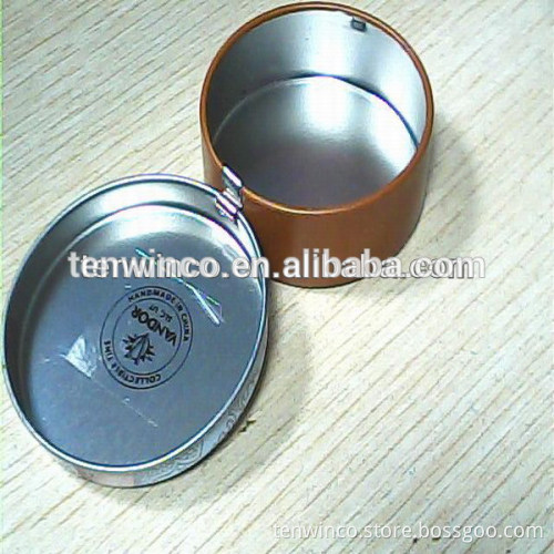 Round Cosmetics Tin Box with Special Hinge